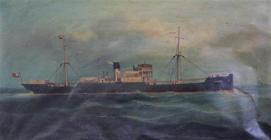 Neapolitan School Portrait of the steamship Haleric, 12 x 21in.